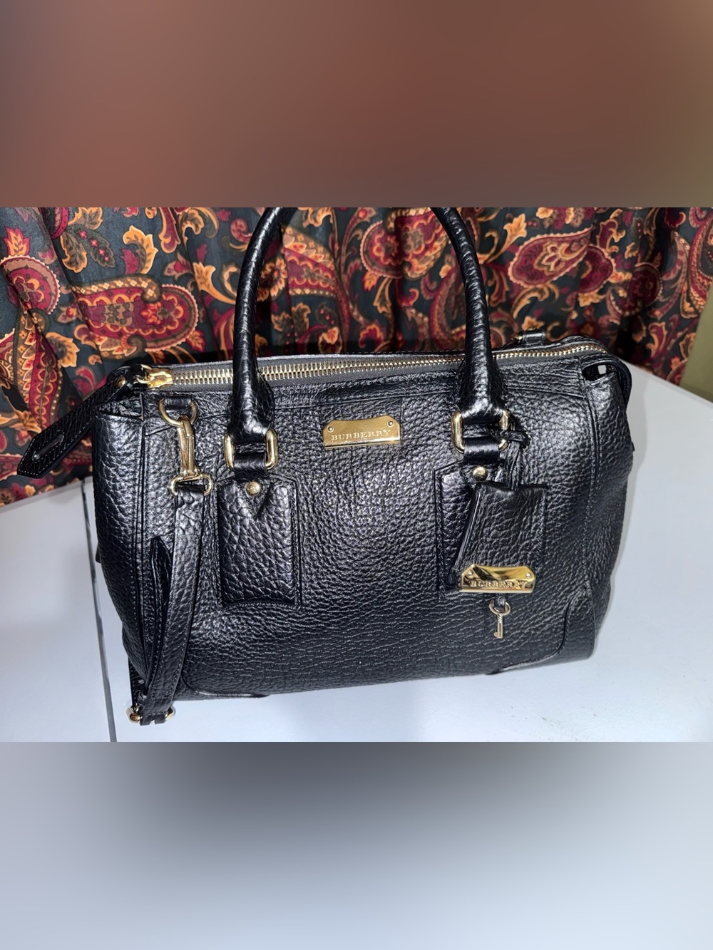 Burberry Black Pebbled Leather Satchel